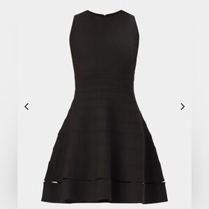Herve Leger Black Sleeveless Flared Band Detail Mini Dress